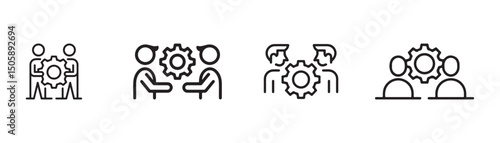 Teamwork and Collaboration Synergy Icon Set