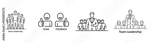 Simple Line Art Illustrations of Groups of People Connecting