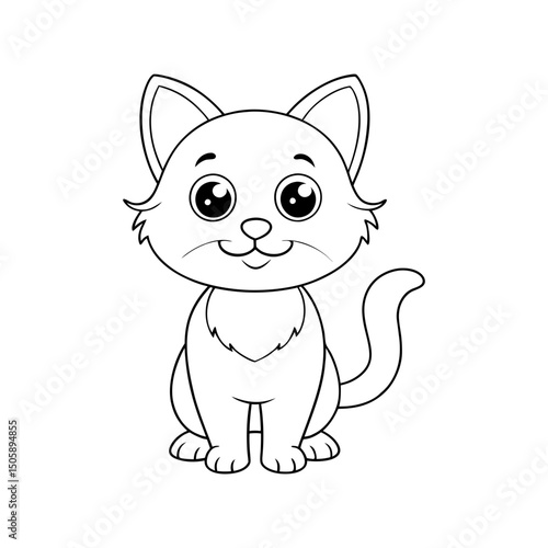 coloring page outline of cute cat illustration