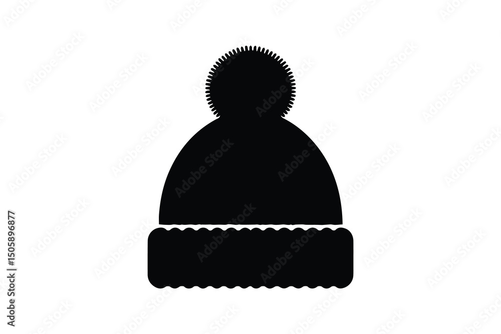 Fototapeta premium Winter Hat vector silhouette isolated in white background