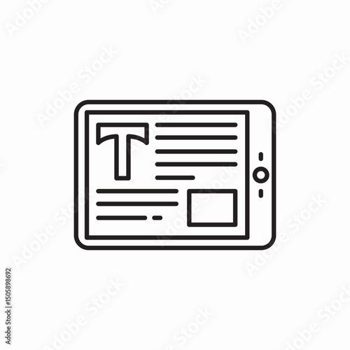 tablet letter text icon sign vector