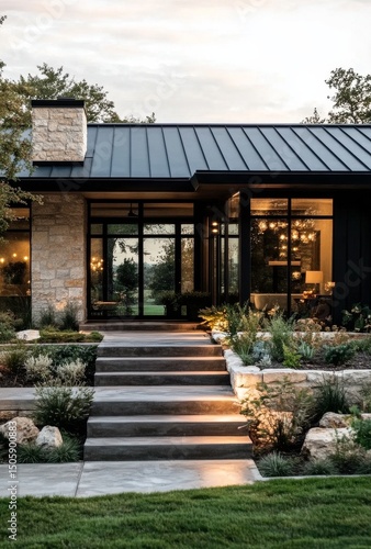 Modern Architectural Design of a Residence With Landscaped Garden Steps at Su...