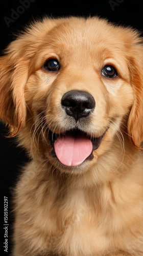 Golden Retriever Puppy With a Big Smile Enjoying a Sunny Day in the Park.