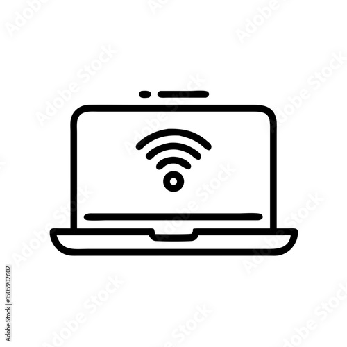 Laptop with wi fi signal icon on transparent background for web and graphic design