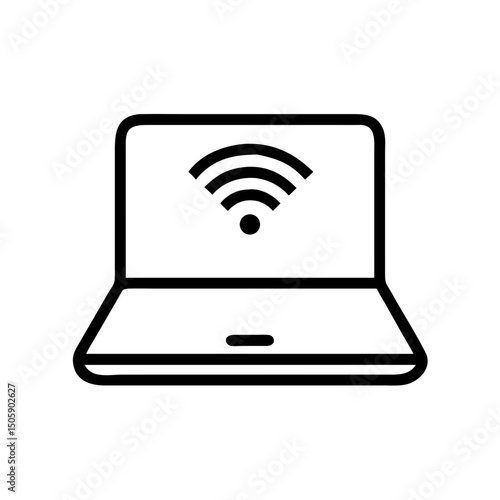 Laptop with wi fi signal icon on transparent background for web and graphic design