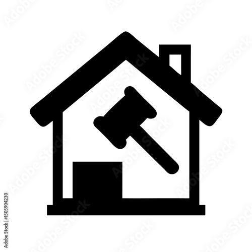 House with gavel real estate law silhouette on transparent background for web and graphic design