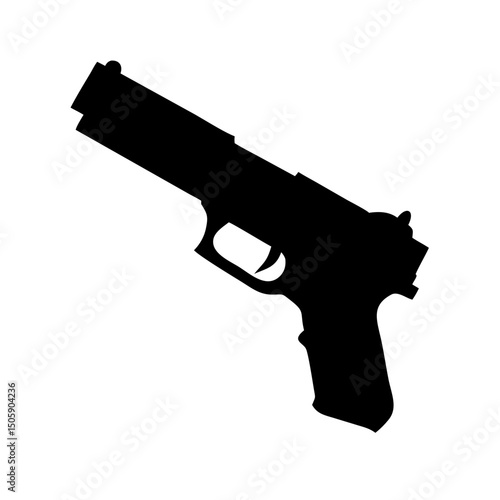 Handgun criminal evidence silhouette on transparent background for web and graphic design
