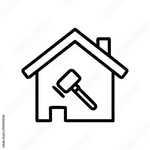 House with gavel real estate law on transparent background for web and graphic design