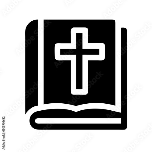 Silhouette bible book with cross icon on transparent background for web and graphic design