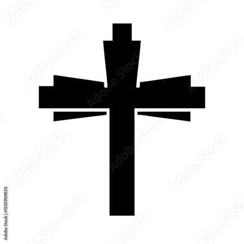 Silhouette christian cross icon on transparent background for web and graphic design