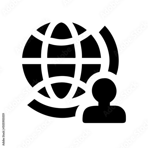 Silhouette global remote workforce icon on transparent background for web and graphic design