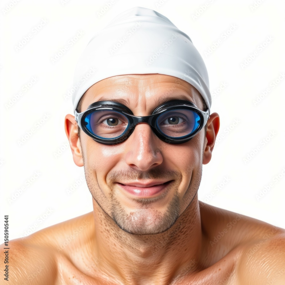 Senior Swimmer Preparing for Competition Swimming Pool Portrait Bright Environment Close-up Athletic Spirit Senior Swimmer Preparing for Competition Swimming Pool Portrait Bright Environment Close-up Athletic Spirit