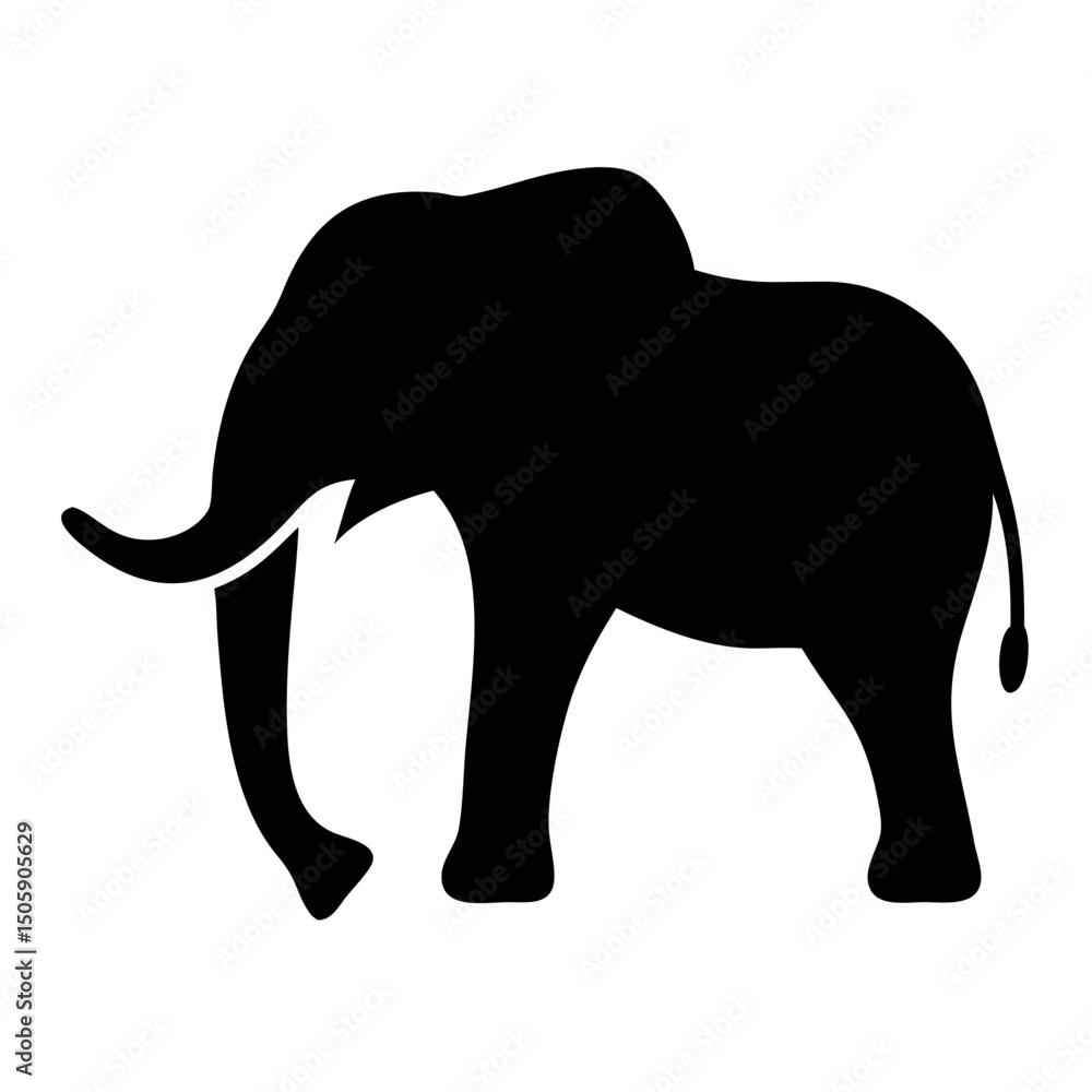 Obraz premium Black and White Vector Illustration of Majestic Elephant