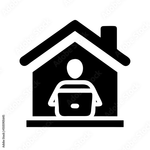 Silhouette work from home symbol on transparent background for web and graphic design
