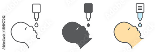 Oral vaccination line icon, vaccine and injection, baby vaccination vector icon, vector graphics, editable stroke outline sign, eps 10.