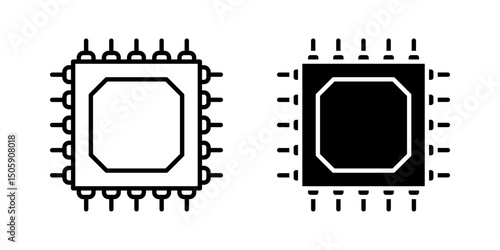chipset Icon set. Symbol isolated white background. vector illustration. color editable.