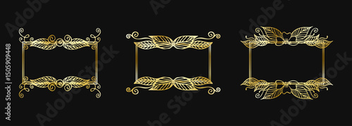 Set of Decorative Golden Vector Frames