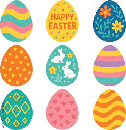 colorful easter eggs vector 