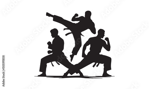 Martial Arts Action Duo Silhouette
