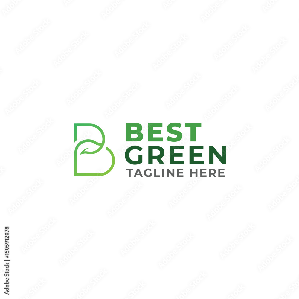 Letter B Green logo design, combination of leaf and B letter mark icon Letter B Green logo design, combination of leaf and B letter mark icon