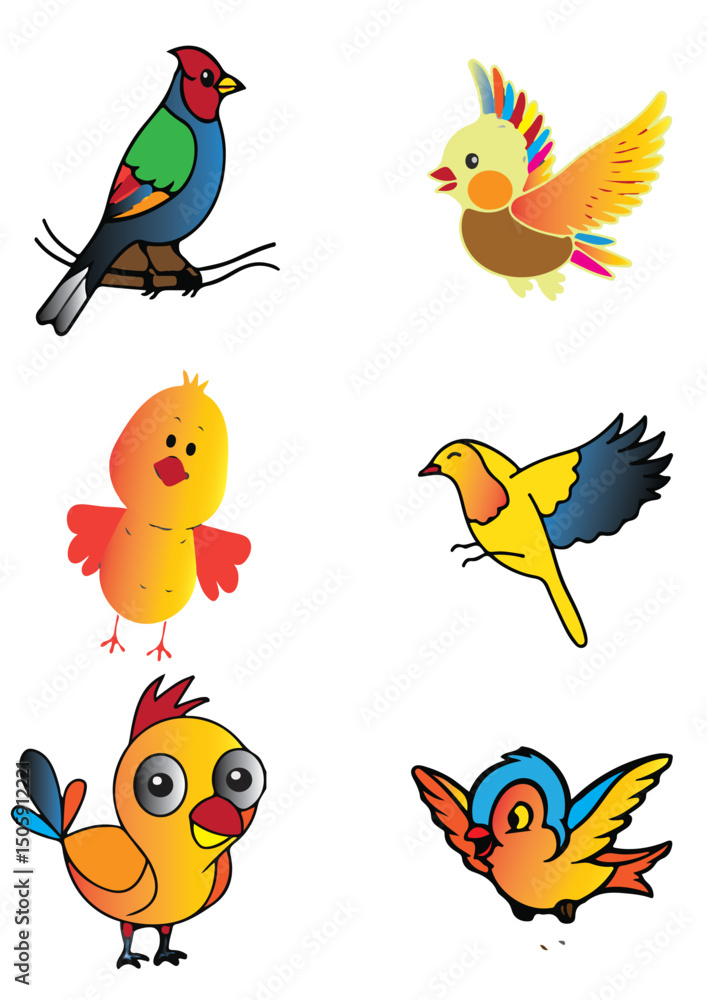 Obraz premium Colorful Nice Birds Vector set