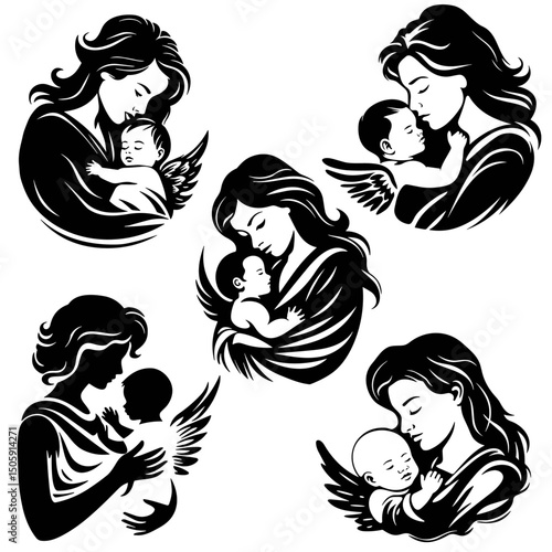 Mãe Segurando Bebê Anjo