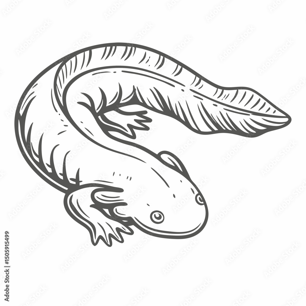 Obraz premium Chinese Giant Salamander Line Art Illustration