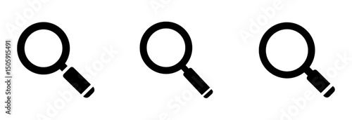 Magnifying Glass Icon Set – Solid Vector