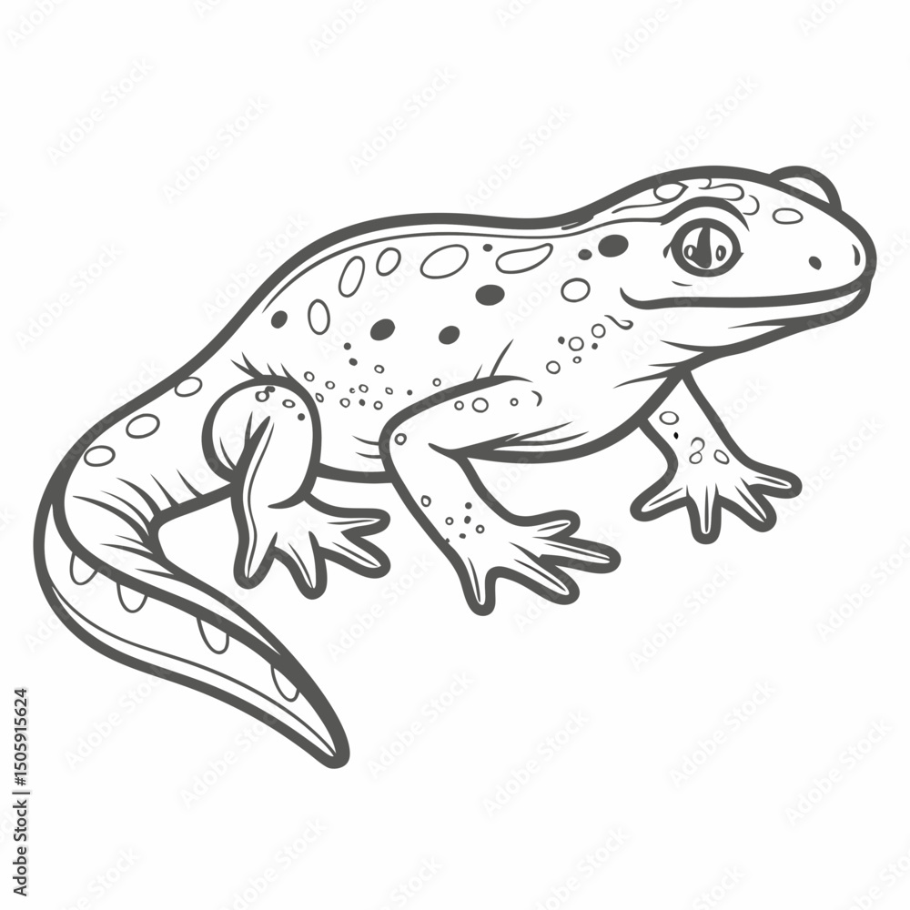 Palmate Newt Line Art Illustration Palmate Newt Line Art Illustration