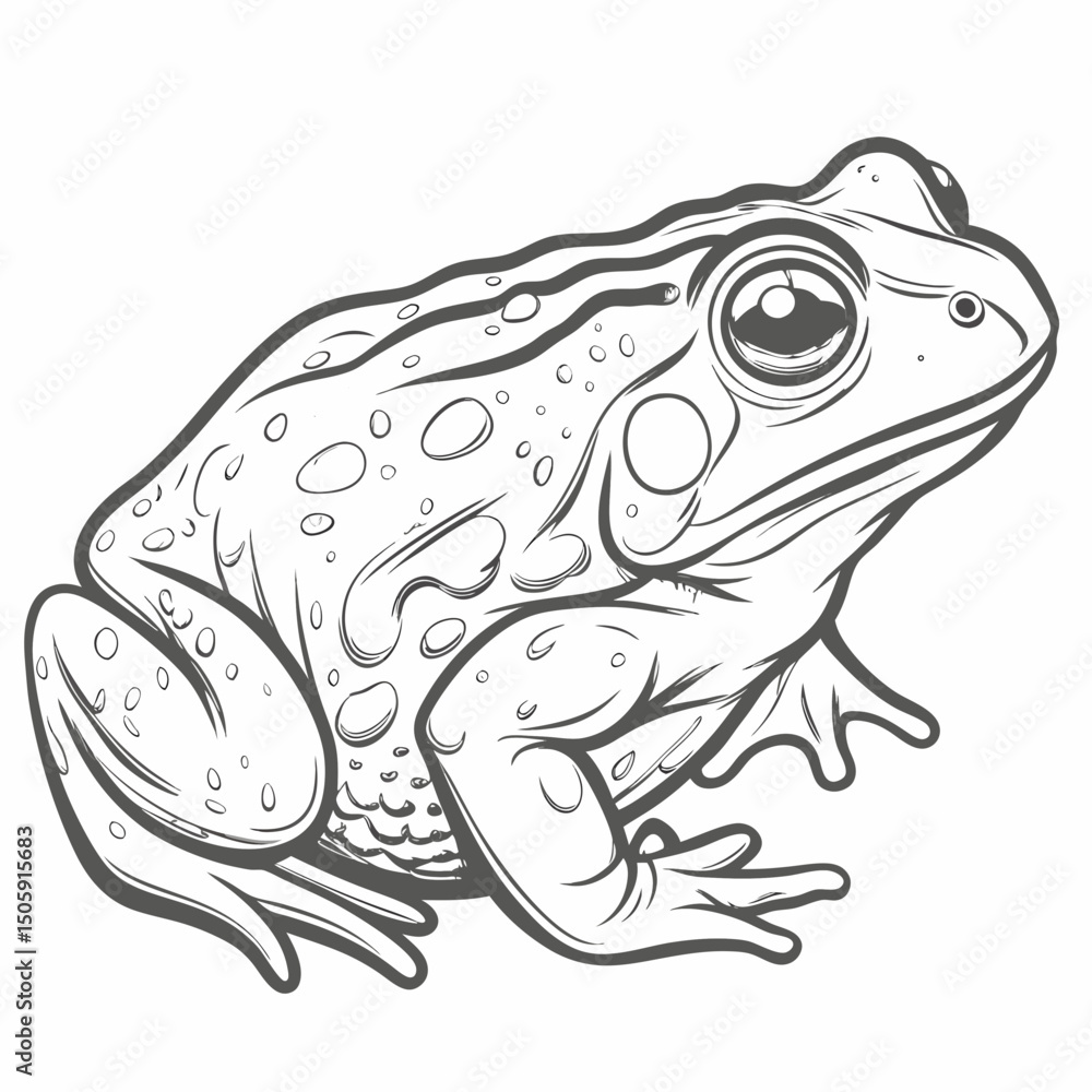 Naklejka premium Detailed Line Art of a Common Toad