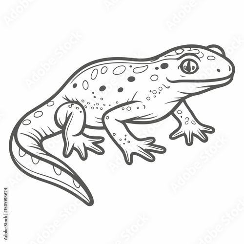 Palmate Newt Line Art Illustration