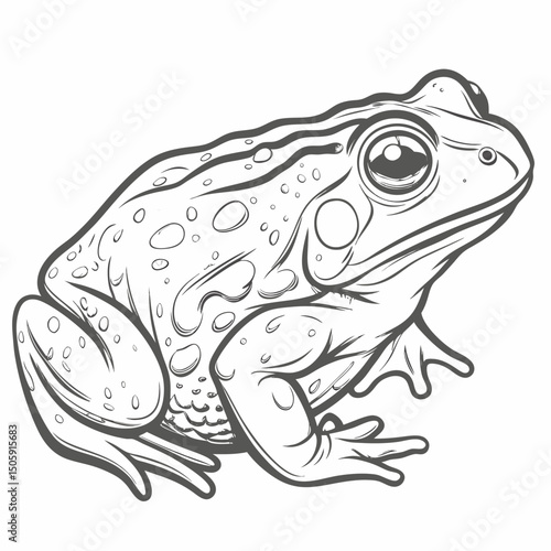 Detailed Line Art of a Common Toad