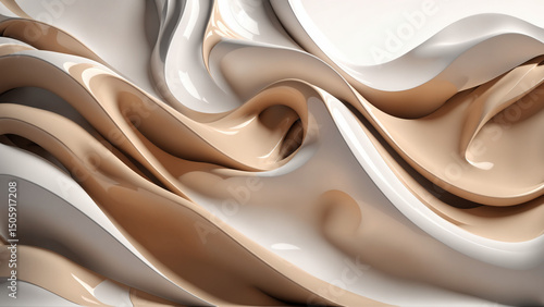 Abstract Swirling Cream and Beige Fabric Texture
