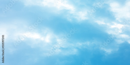 sunny sky blue light watercolor background. Aquarelle painting brush effect card paper textured canvas cloudy smoke space for text, entertaining card, template. aquamarine color graphics illustration