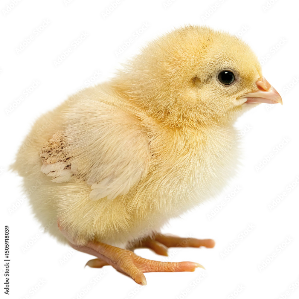 Obraz premium Cute Yellow Chick Standing on Isolated Background Shot