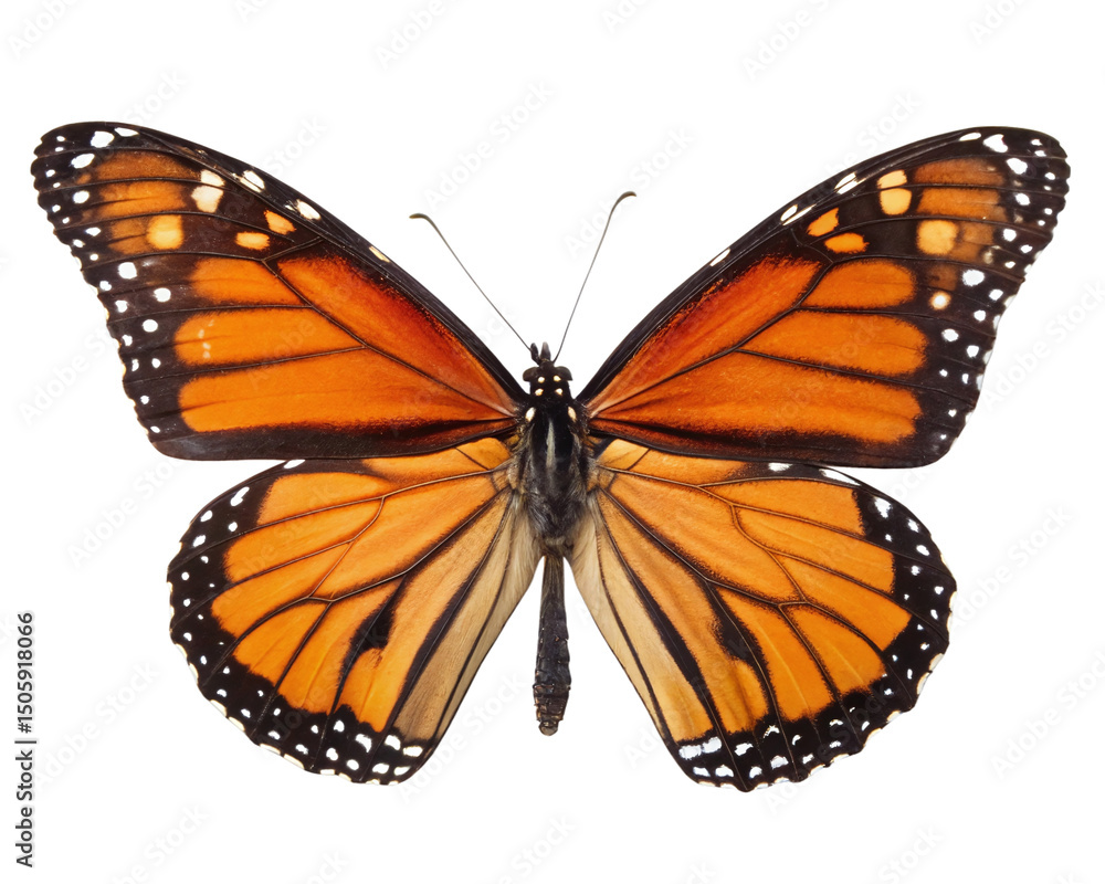 Fototapeta premium Orange Monarch Butterfly on Isolated Background