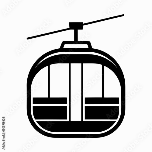 Cable Car Icon – Gondola Lift Vector Symbol for Ski Resort and Transport Design