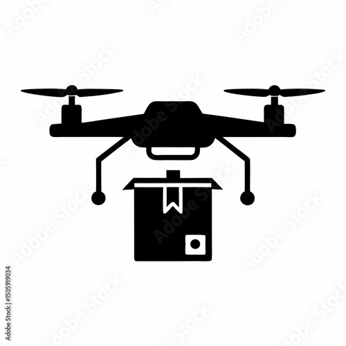 Drone Delivery Icons – Air Shipping Parcel Drop Service Symbol for Logistics and Ecommerce