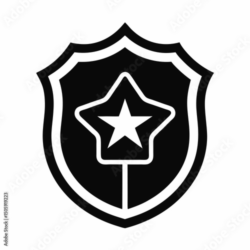 Police Badge Icon – Star Emblem Security Symbol for Law Enforcement and Authority Graphics