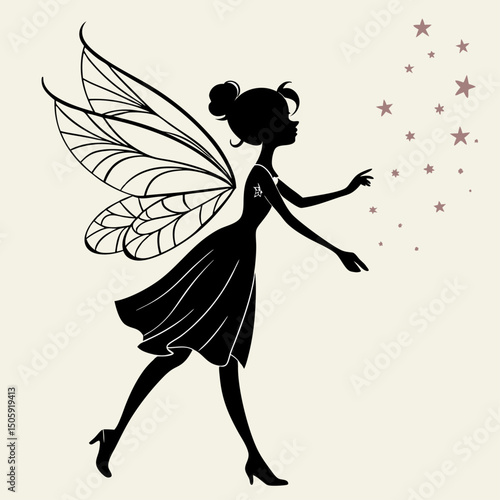 Fairy silhouette icons for dreamy and cute design projects.