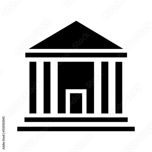Minimal Bank Building Icon – Modern Pillar-Based Financial Institution Symbol