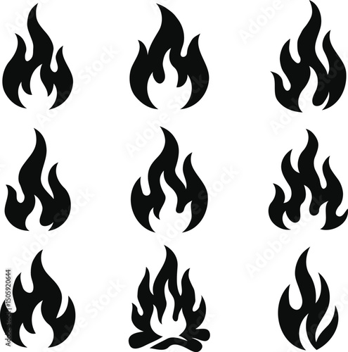 set of fire flames