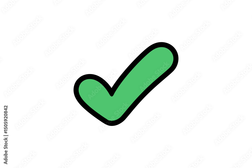 A green check mark with black outline A green check mark with black outline