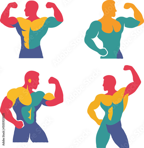 colorful body builder vector
