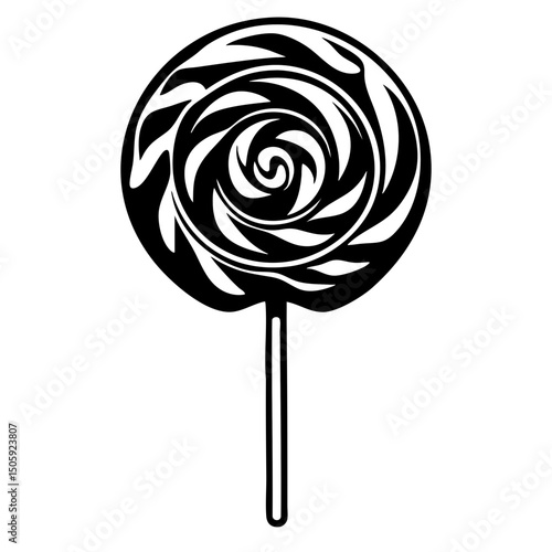 Black and White Lollipop Outline Vector SVG