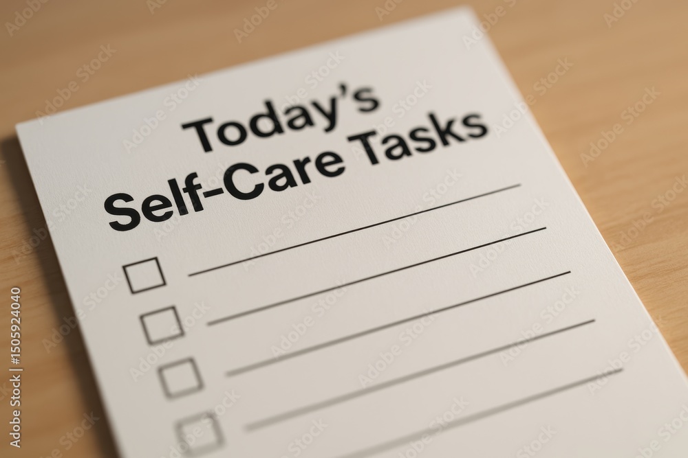 Self-Care Checklist for Daily Tasks Promoting Mental Health and Wellness at Home or Office Self-Care Checklist for Daily Tasks Promoting Mental Health and Wellness at Home or Office