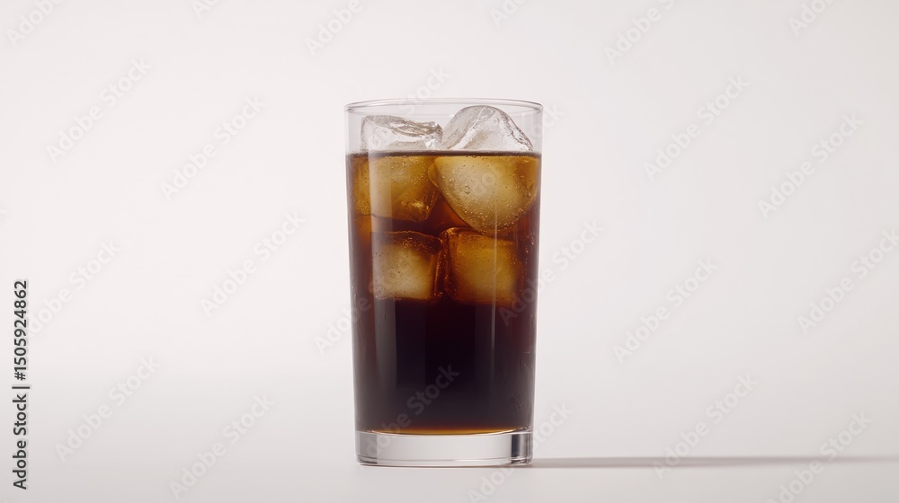 Iced cola drink in glass on white background Iced cola drink in glass on white background