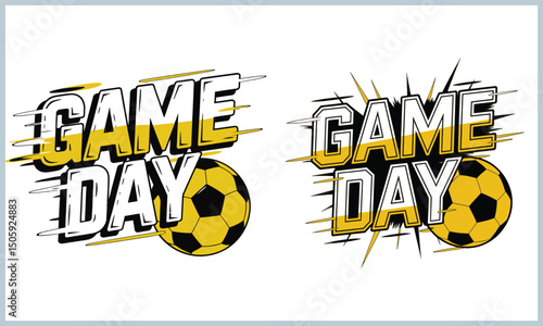 Game Day Soccer Typography with Dynamic Design and Soccer Ball.