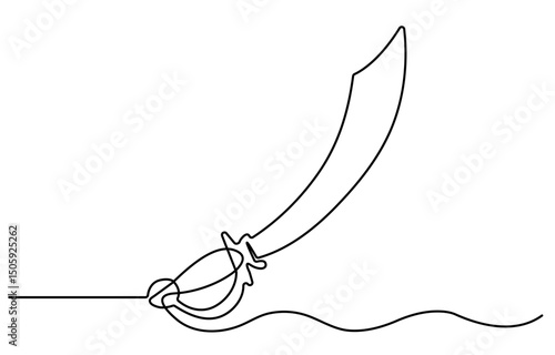 Anggar sword continuous line. Continuous one line drawing anggar sword. Sport, fight  concept. Single line drawing, sword continuous one line drawing, Sword icon line continuous drawing vector.