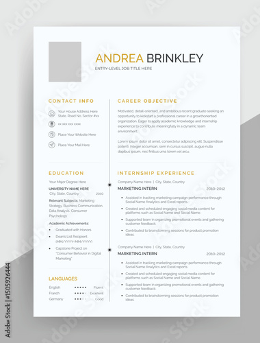 Minimal ATS-Friendly Resume Template – Corporate, Freelance, Journalist CV Design in Vector	